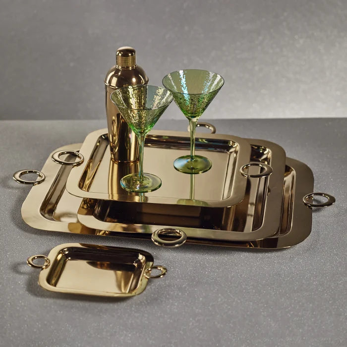 BACARDI POLISHED BRASS SERVING TRAY - GOLD - 10.25 IN