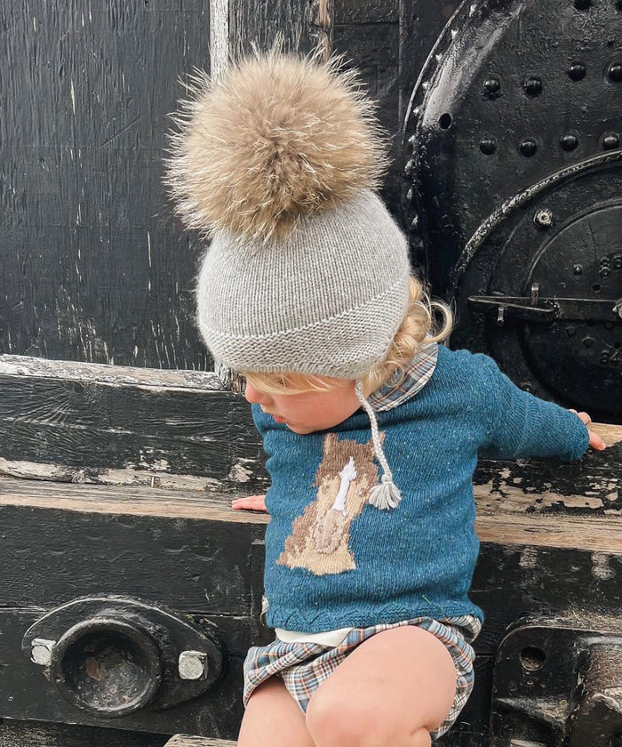 Bennet Grey Cashmere Aviator Pom Hat