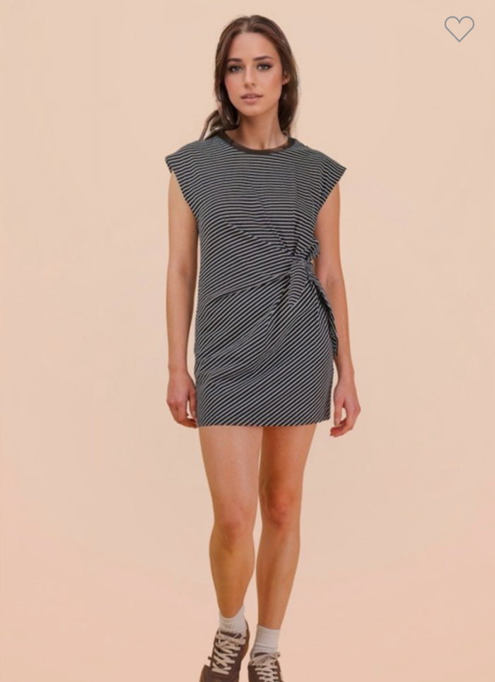 Black striped knit dress