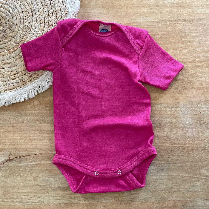 Body à MC en laine & soie Cosilana - Rose fuchsia