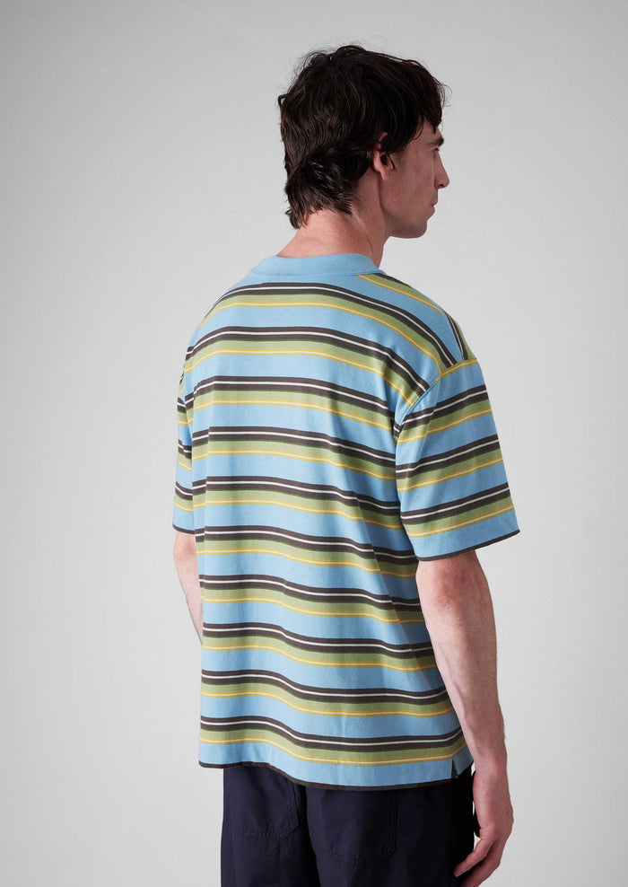 Bold Stripe Easy Cotton Tee | Blue Multi