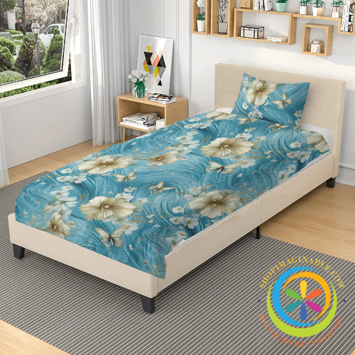 Butterfly Floral Love Heart Bedding Set