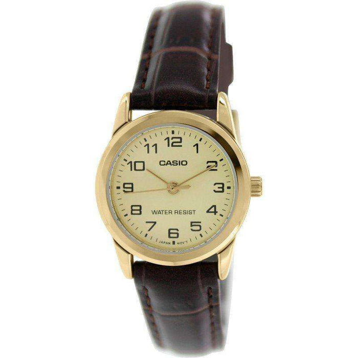Casio LTP-V001GL-9B Brown Leather Watch for Women-Watch Portal Philippines