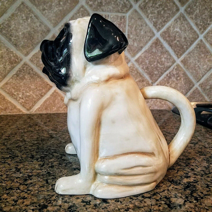 Chinese Pug Teapot Carlin Dog Animal Tea Pot Blue Sky Heather Goldminc Ceramics
