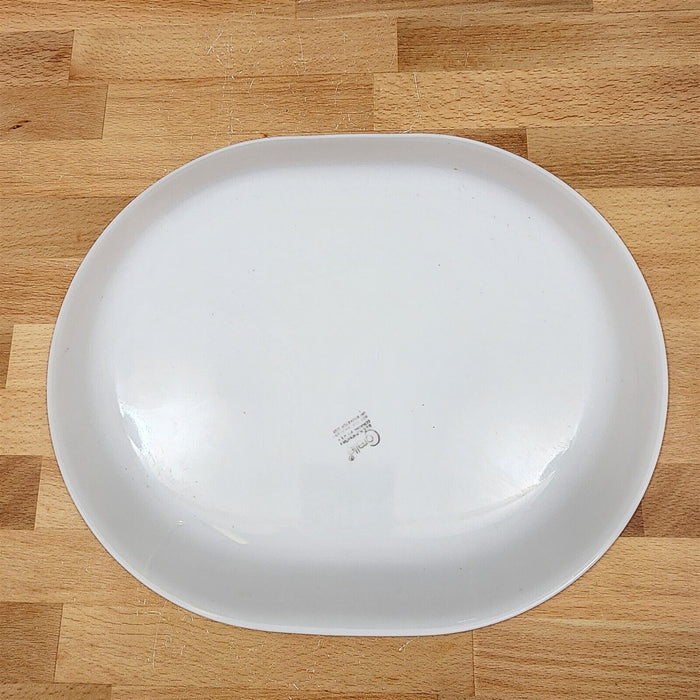 Corelle Corning Woodland Brown Oval Serving Platter Floral Edge Ceramic 12"
