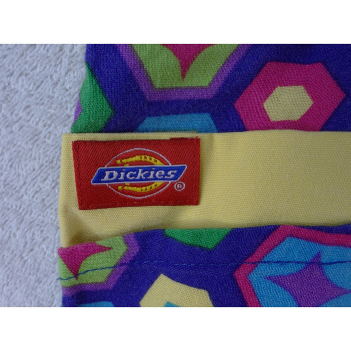 Dickies Womens XS Scrub Top Purple Geometric Hexagon Mock Wrap V Neck Back Tie5