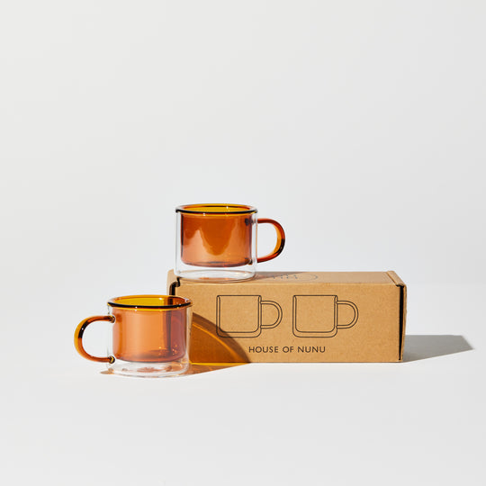 DOUBLE TROUBLE CUP SET IN AMBER