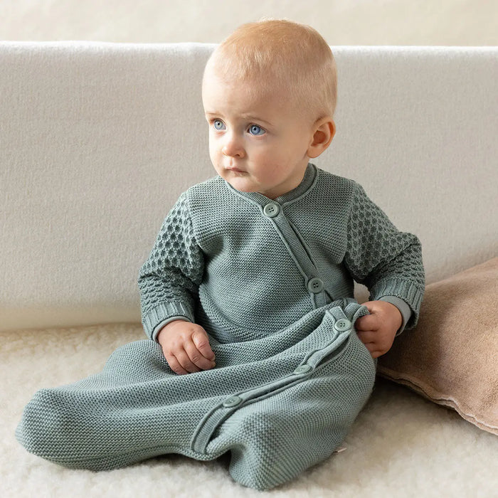 Gigoteuse à manches en laine merinos Disana - Dove Blue - Lilinappy