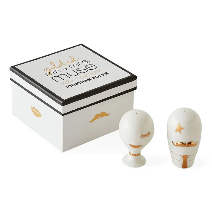 GILDED MR & MRS MUSE SALT & PEPPER SET