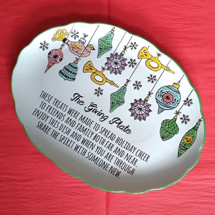 Giving Platter Holiday Christmas Retro Ornaments Plate 15" By Blue Sky Clayworks
