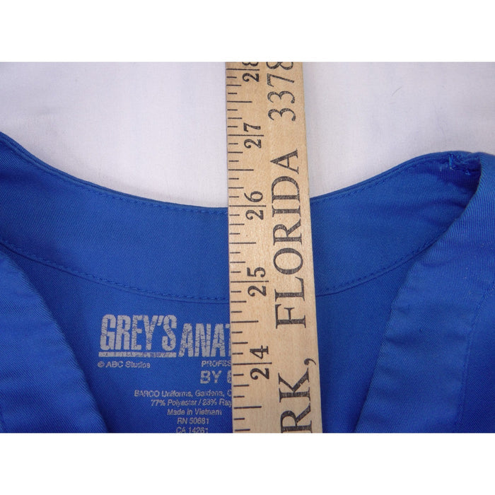 Greys Anatomy by Barco Womens Blue Button Front Scrub Jacket Long Sleeve M 39754