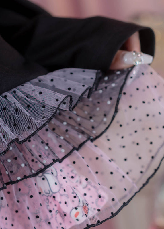 ACDC Rag Hanyo Usagi Chax Bunny Black Zip Up Hoodie in black fleece fabric on rave festival hoodie — fabric close-up