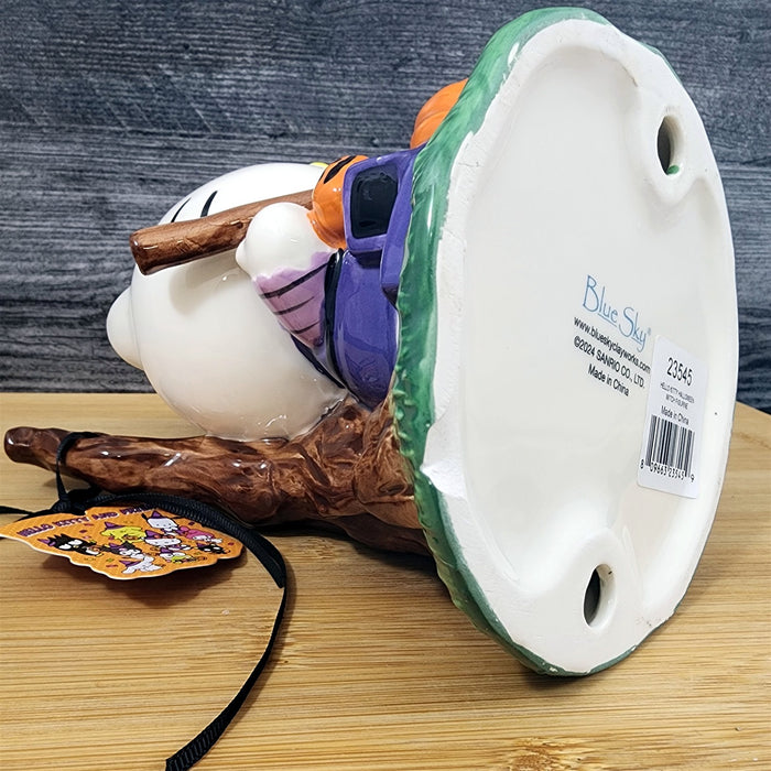 Hello Kitty Halloween Witch Figurine with Pumpkin Broom Ceramic Decor Blue Sky