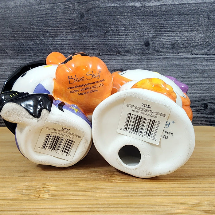 Hello Kitty in Halloween Costumes Figurines Witch & Ghost Décor Ceramic Blue Sky