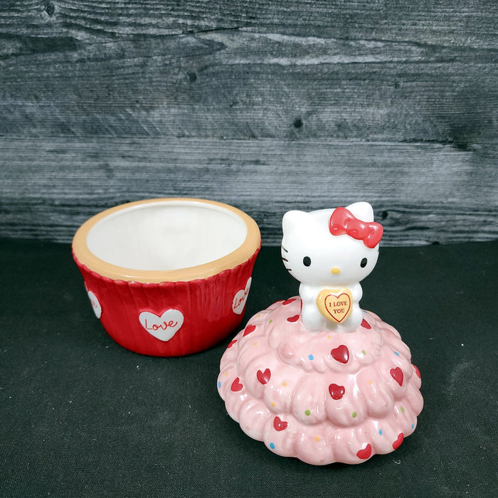 Hello Kitty Red Cupcake Candy Cookie Snack Jar Classic Ceramic Blue Sky Goldminc