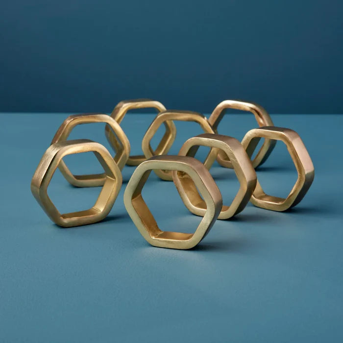 HEXAGON NAPKIN RING, GOLD