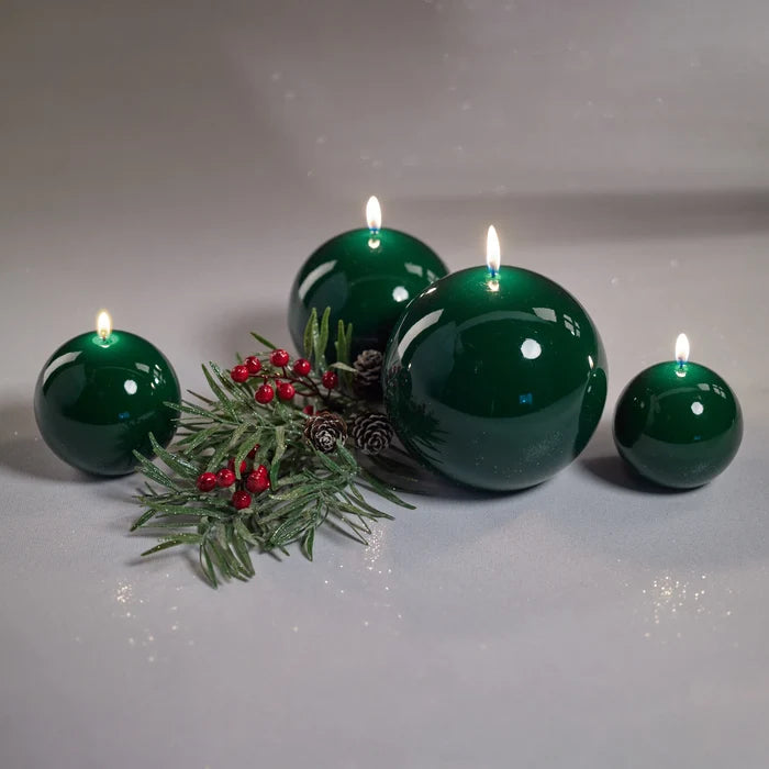 LACQUER BALL CANDLE-DARK GREEN 6"