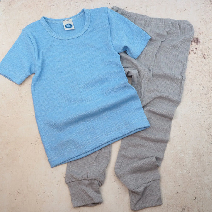 Legging enfant en laine, soie et coton bio Cosilana - Gris clair