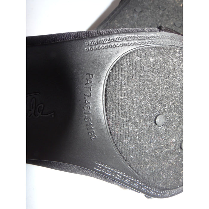 LifeStride Womens Black Fabric Square Toe Slingback Block Heels Size 10M 41147
