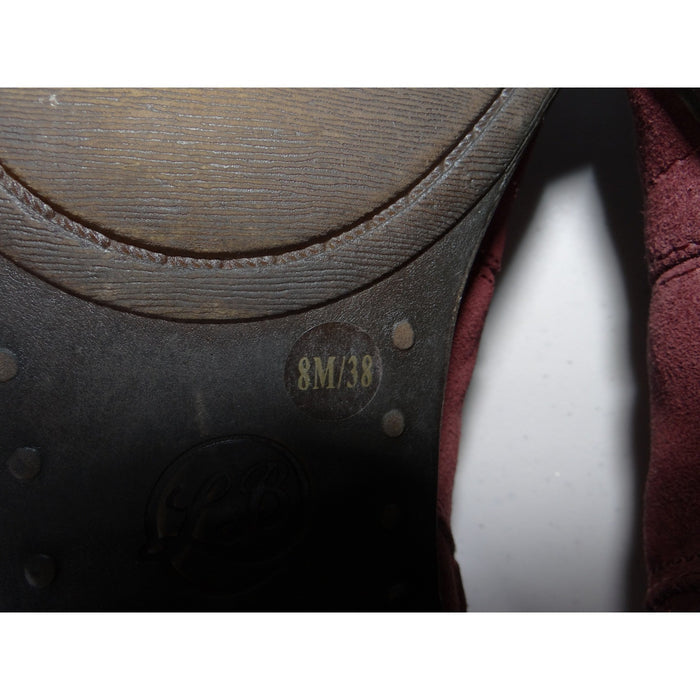 Lucky Brand Basel Merlot Red Suede Ankle Boots Dual Zip Block Heel 8M 387