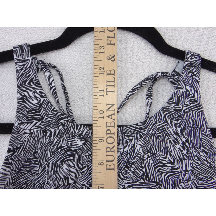 Lululemon Free To Be Serene High Neck Longline Bra Black White Geo Size 8 32815
