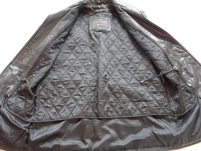 Men's Black Leather Jacket Medium6
