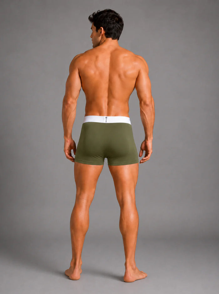 Men's Polyamide Elastane StretchMax Performance Trunk - Olive Green