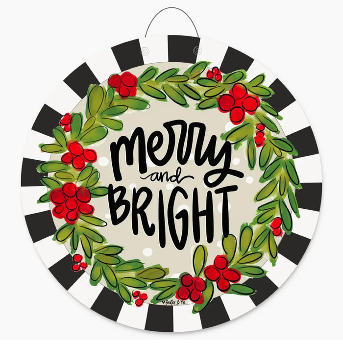 Merry & Bright Wreath Door Hanger