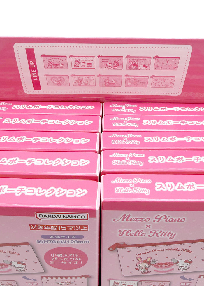 Bandai Mezzo Piano x Hello Kitty Mini Pouch Blind Box Single in pink with one surprise Hello Kitty collab mini zipper pouch — back view