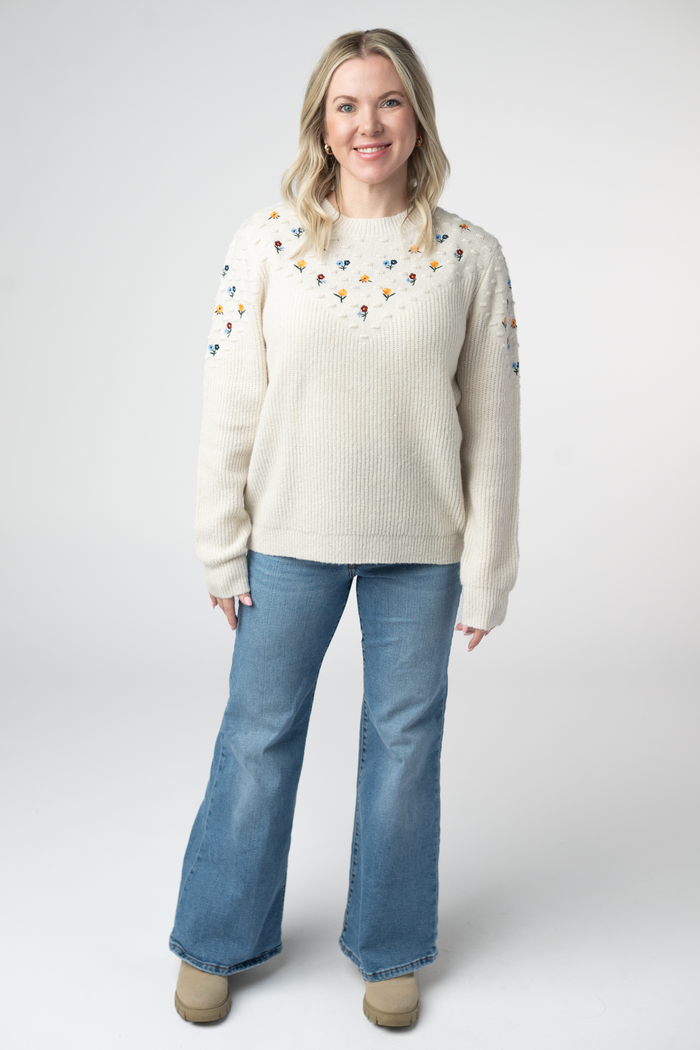 Micro Flower Sweater - Ivory