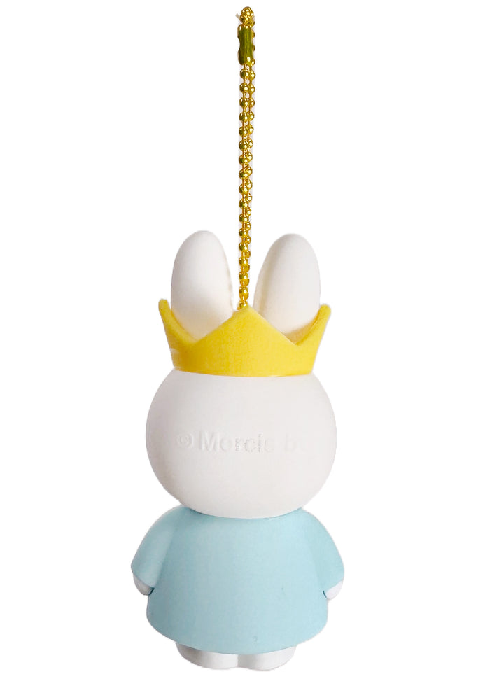 Miffy Rubber Mascot Keychain 2.0 in blue white with Miffy rubber figure on ball chain kawaii keychain — back view