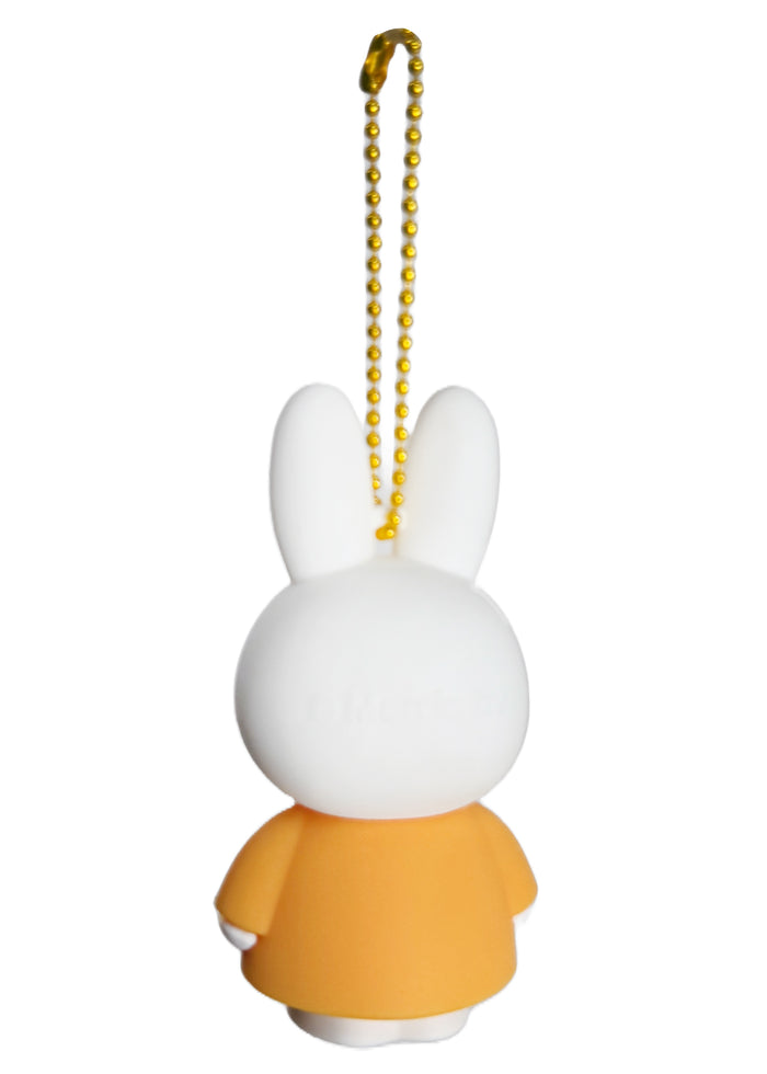 Miffy Rubber Mascot Keychain 2.0 in orange white with Miffy rubber figure on ball chain kawaii keychain — back view