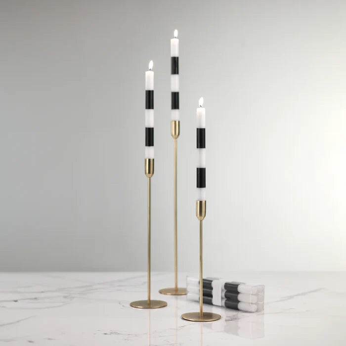 MODERN & FESTIVE BLK FORMAL CANDLES/SET OF 6
