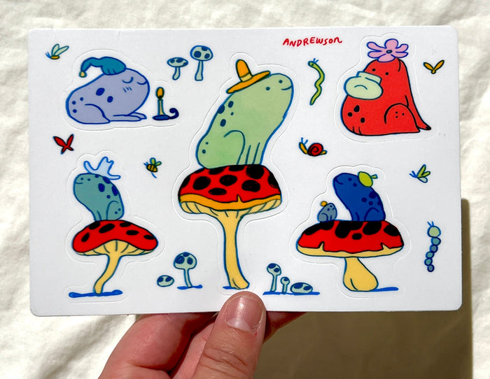 Frogs With Hats Sticker Sheet