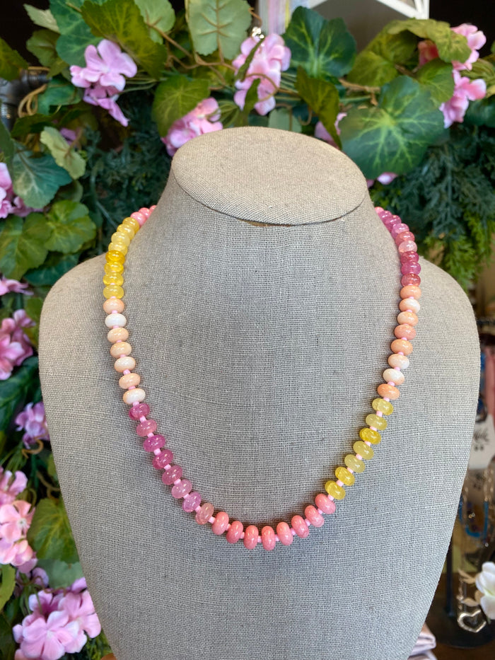 Natural Stone Semi-Precious Glass Mix-Color Necklace