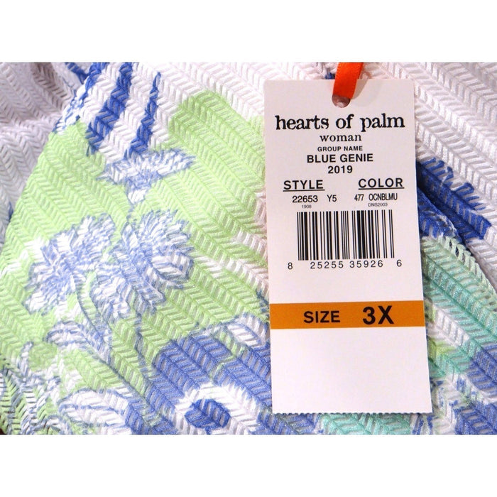 NWT Hearts of Palm Woman Blue Genie Top Tunic 3X Floral Tropical V Neck3