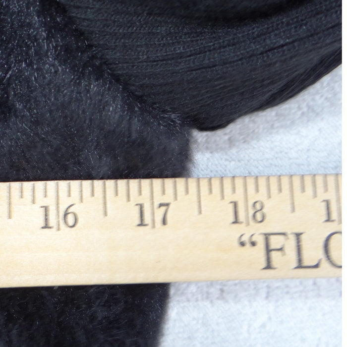 NWT Jaclyn Smith Womens Black Faux Fur Ribbed Knit Full Zip Mock Neck Jacket S7