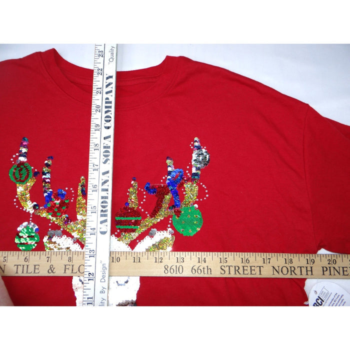 NWT Wonder Nation Womens Red Reindeer Sequin Ugly Christmas Sweater Shirt XXL6