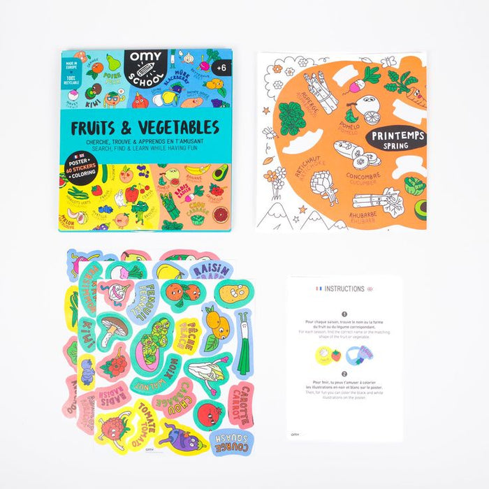 OMY School Fruits & Vegetables Poster + Stickers
