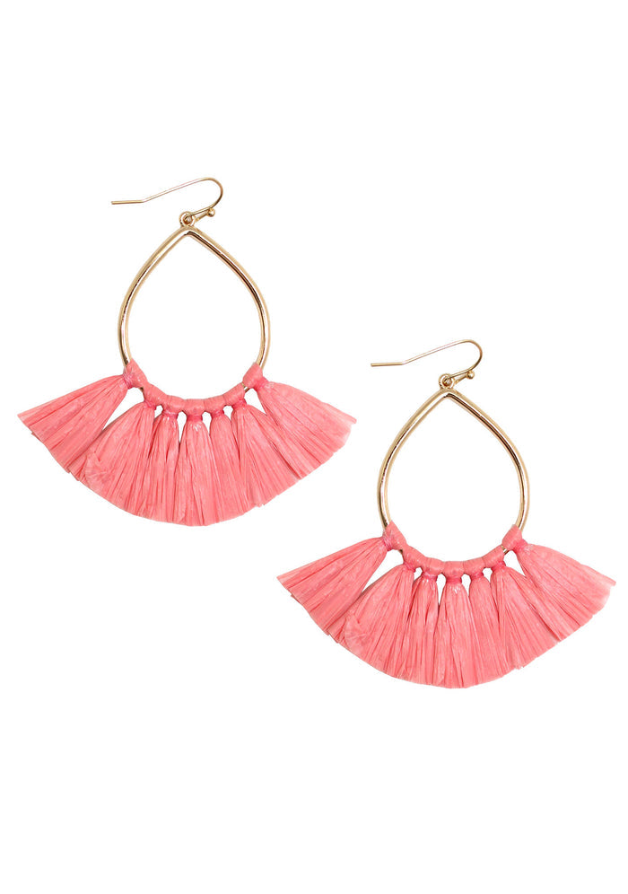 Erimish Paradise Cha Cha Earring in coral gold with teardrop shaped hoop on punk earring — front view
