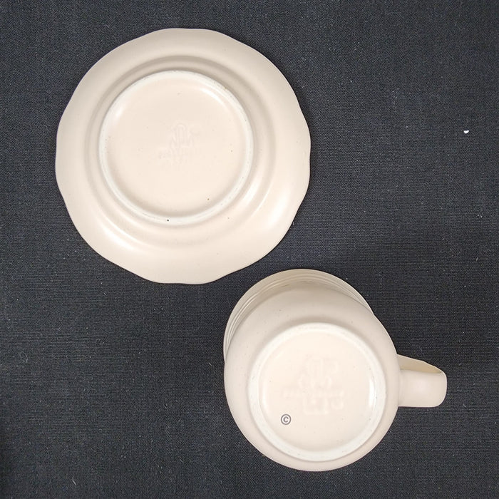 Pfaltzgraff Remembrance 4 Tea Cup Saucer Pink Peach White Flowers Stoneware Mug