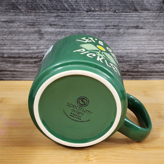 Pickleball Mug Green Ceramic Large Tea Coffee Cup Artisan Fun Blue Sky 17 oz