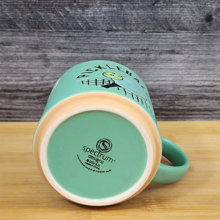 Pickleball Paddle Ceramic Mug Tea Coffee Cup Green Artisan Fun Blue Sky 18 oz