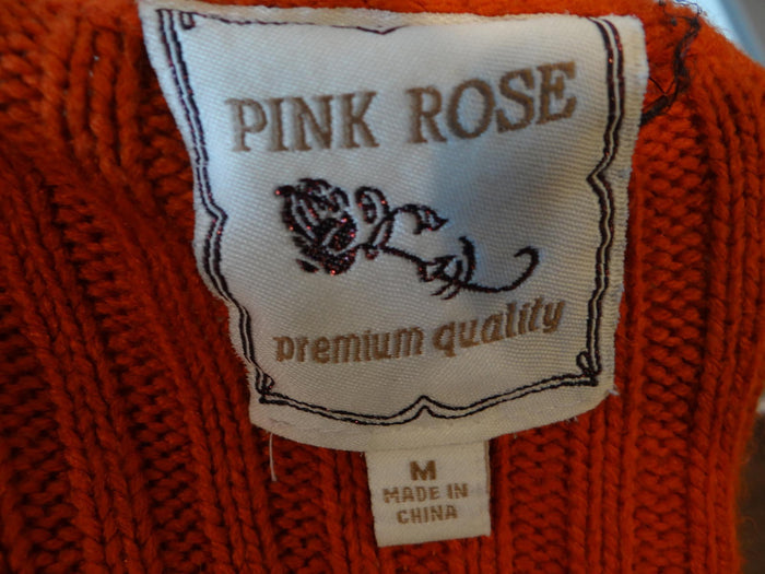PINK ROSE Stylish Cable Knit Dress Warm Orange3