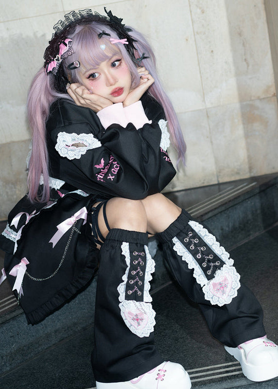 Pinktaho Kiss Kill Black Lolita Leg Warmer