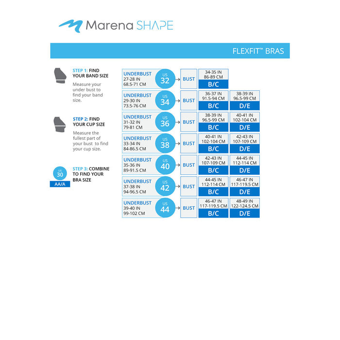 Marena Shape Women's FlexFit Bicup ME-813 size chart