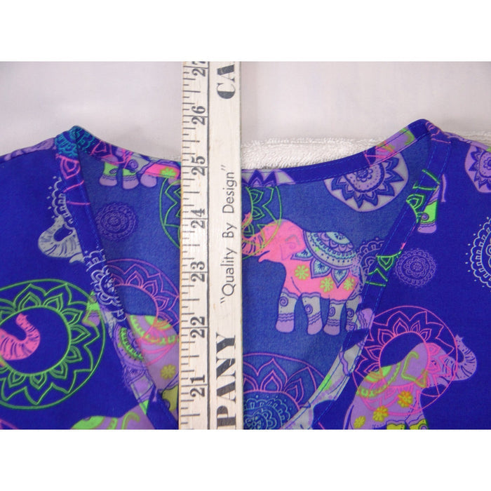Purple Elephant V Neck Scrub Top Short Sleeve Medical Uniform Pockets3