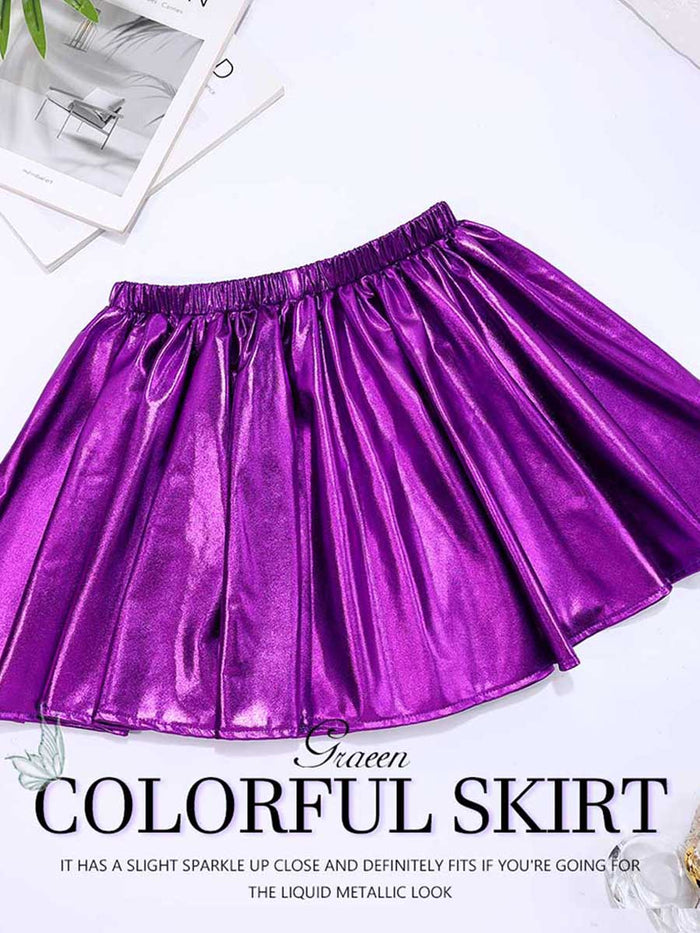 Purple Reflective A-Line Skirt