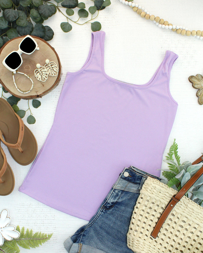 Rachel Ribbed Tank - Lavender
