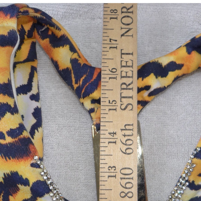 Rare Rhero Jeans Womens Tiger Print Tank Top Rhinestone Gold Hardware Racerback7